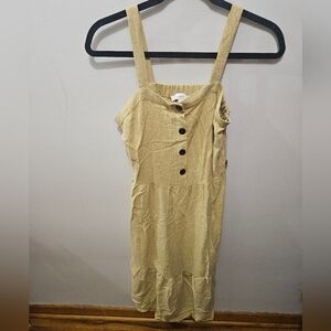 Monteau Yellow Linen Blend Spring Summer Boho Cottagecore Midi Tank Dress Medium